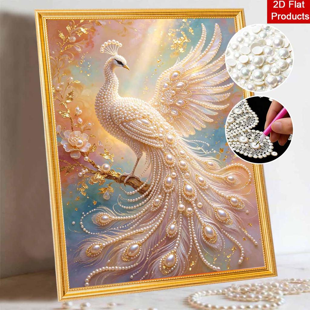 5D Pearl Kit Majestic Peacock Pattern DIY Gemstone Art Relaxing Handmade Ornament Home Wall Desktop Decoration for Beginners