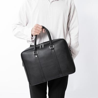 Men's Genuine Leather Handbag Double Zipper Cowhide Fashion Bag Business Top Layer Cowhide Briefcase Shoulder Crossbody Bag