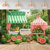Red and White Striped Backdrop and Canopy for Watermelon Stand, Fresh Fruit Banner, Summer Party Decoration, Food1680