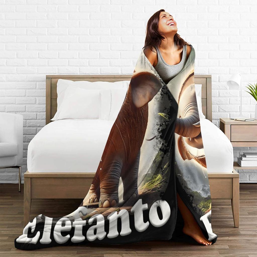 Cocofanto Elefanto Funny Italian Brainrot Meme Humor Gen Z Blanket Warm Soft Print Plush Throw Blanket For Couch Chair Sofa