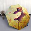 Bambi, Butterflies Automatic Opening and Closing Umbrella - 8 Ribs Portable Folding Umbrella with Plastic Handle, Suitable for Leisure and H