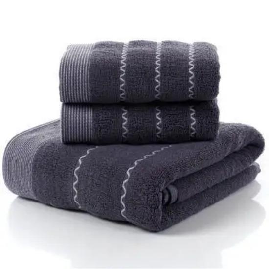 Set Of 3 Cotton Bathroom Towels Sets 2Pcs Hand Face Towel 35X75Cm And 1Pcs Big Bath Towels 70X140Cm Washcloths Gift Towels