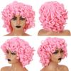 LUPU Syntetiske Afro Kinky Krøllete Parykker med Pannelugg for Svarte Kvinner Afrikanske Varmebestandige Ombre Rosa Svart Kort Hår Cosplay Parykker