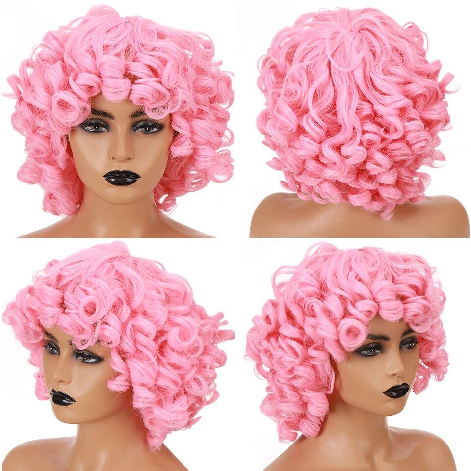 LUPU Syntetické Afro Kinky Kudrnaté Paruky s Ofinou pro Černé Ženy Africké Tepelně Odolné Ombre Růžová Černá Krátké Vlasy Cosplay Paruky