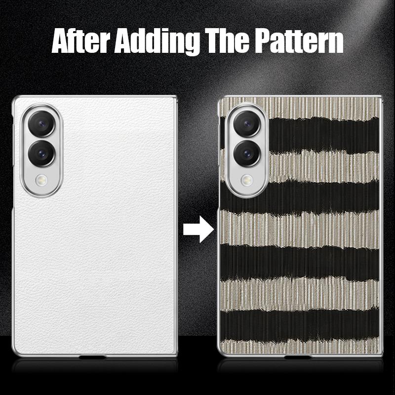 Fashion Striped Duck Heart Case For Samsung Galaxy Z Fold 8 Ultra 7 6 5 4 Z Fold8 Fold7 Fold6 Fold5 Luxury Plating Leather Skin Phone Cover