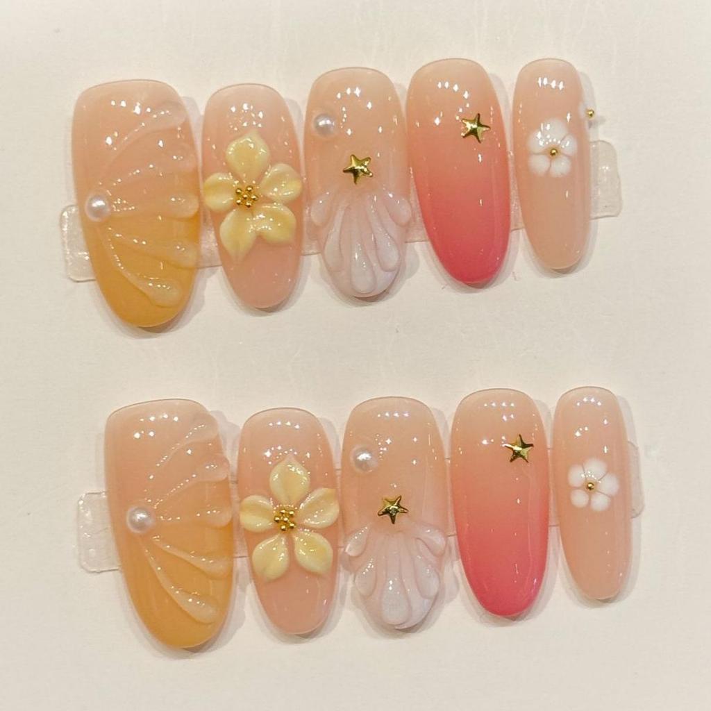 10pcs Hand Painted Gel Press Nails Beautiful Luxury Customized Design Handmade Press On Nails