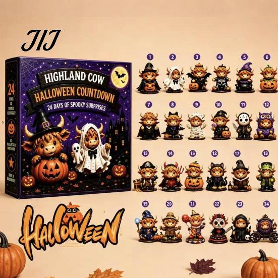 Christmas Countdown Surprise 24 Days Highland Cow Advent Calendar 2026, for Seasonal Party Decorations Kids Adults, Acrylic Cattle Ornaments