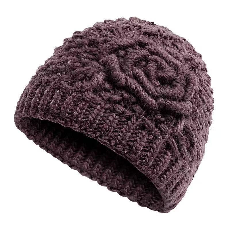 Medium Old Man Hat Female Winter Grandma Knitted Warm Wool Plush Mother Old Man Hat Cold Wind Thickened