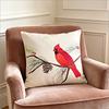 Red Cardinal Bird Pine Cone Throw Pillow Cover Winter Floral Decorative Cushion Case For Cabin Home Decor Gift