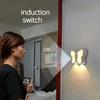 LED Wall Lamp Butterfly Sensor Lamp Bedroom Bedside Living Room Cabinet Staircase Decoration Night Light Rechargeable Dimming