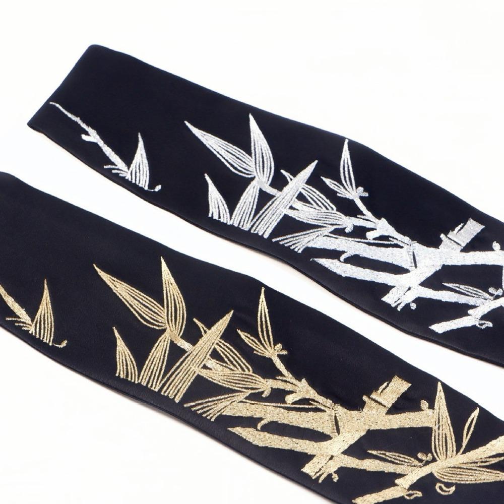 Retro Spun Gold Wide Waistband Adjustable Bamboo Embroidered Belt  Dress Corset Decoration
