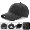 Mens Plain Wool Blend Baseball Cap Winter Warm Golf Hat Adjustable Snapback Hats