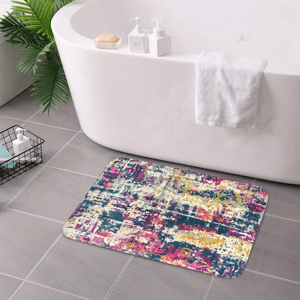 1PC Abstract Color Blending Kitchen Rug Non-Slip Door Mat Pop Design Bathroom Rug Bath Mat Carpet for Home Sink Laundry Decor