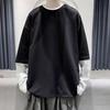 Men T-shirt Fake Two Pieces Long Sleeves O Neck Contrast Color Sweatshirt Warm Casual Plus Size Soft Hip Hop Men Top for School