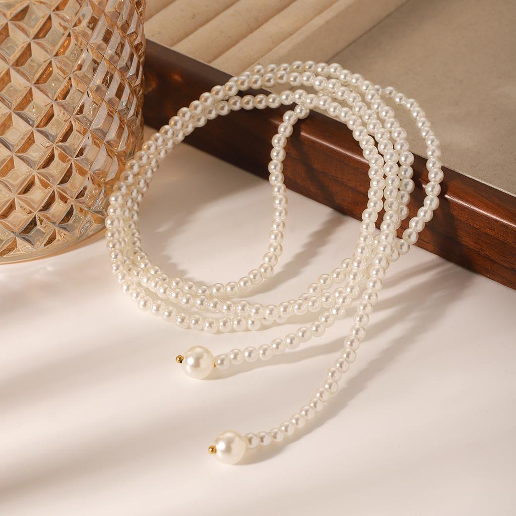 French Retro Pearl Necklace for Women, Light Luxury Elegant Multi-layered Stacked Sweater Chain
