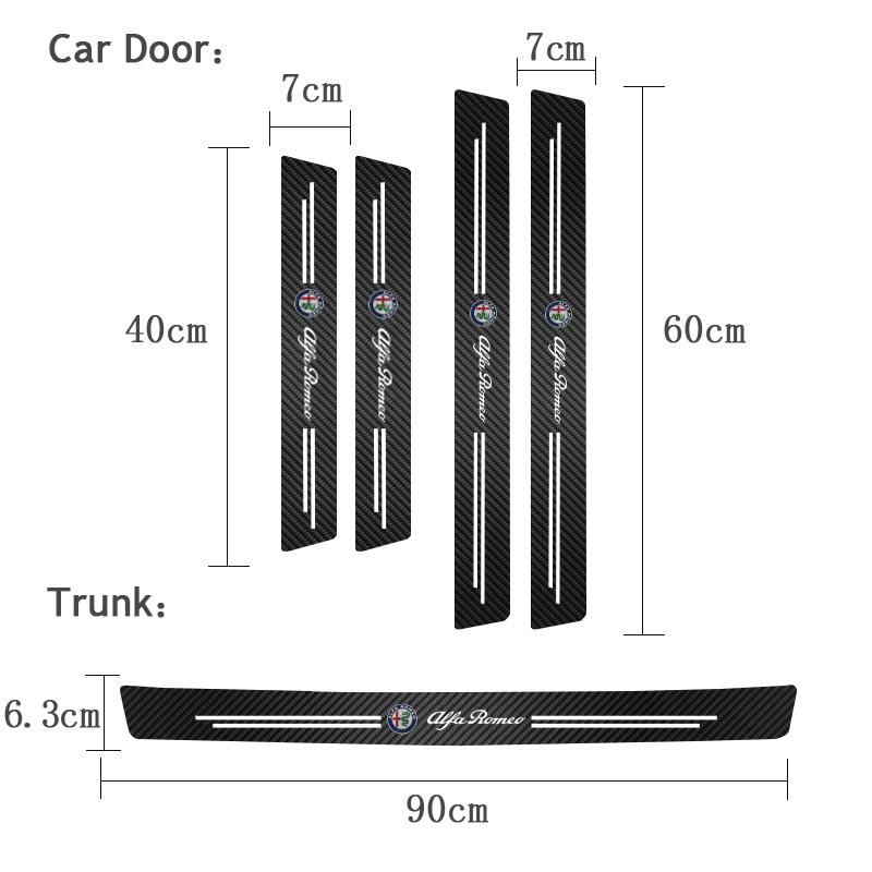 5Pcs Carbon Fiber Car Threshold Scratch Protection Sticker For Alfa Romeo 159 GT 147 4C Giulietta Tonale Mito 156 8C Stelvio 166