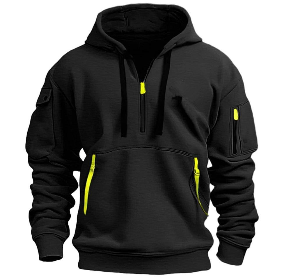 Men's Multi-pocket Zipper Hoodie, Sizes S-5XL, Spring/Autumn Casual Sport Sweatshirt