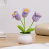 2 Pcs Knitting Crochet Bell Orchid Flowers Potted Plants for Wife Girlfriend and Women, Handmade Flowers for Car Decoration Home Decoration