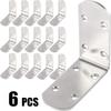 6Pcs Heavy Duty Stainless Steel L Bracket 90 Degree Angle Corner Support Bracket For Furniture Cabinet Shelf Wood Chair