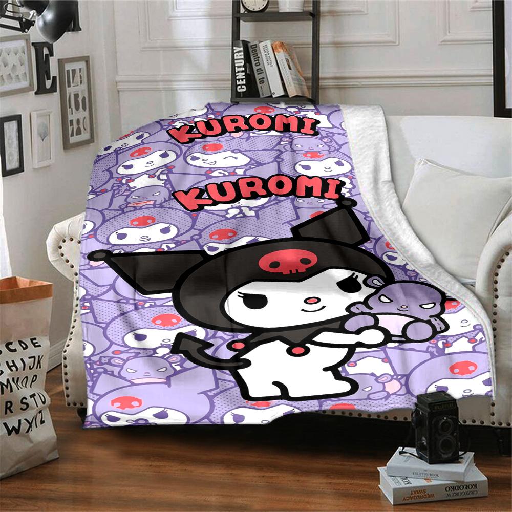 Kuromi'S Cute Adventure Flannel Blanket Super Soft Warm Cozy Blanket For Sofa Bed Office Travel Allseason Home Decor Gift