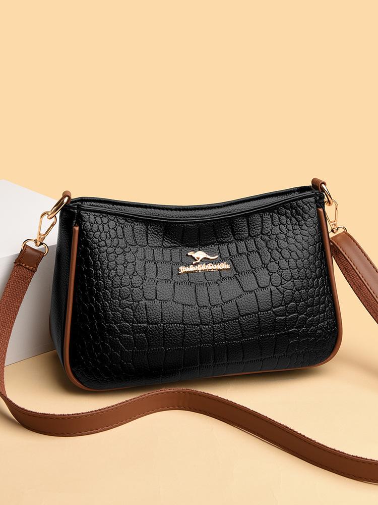 

Женская сумка модная многослойная с рисунком крокодила большая емкость для мобильного телефона модная женская косая сумка мягкая кожа маленькая чёрный