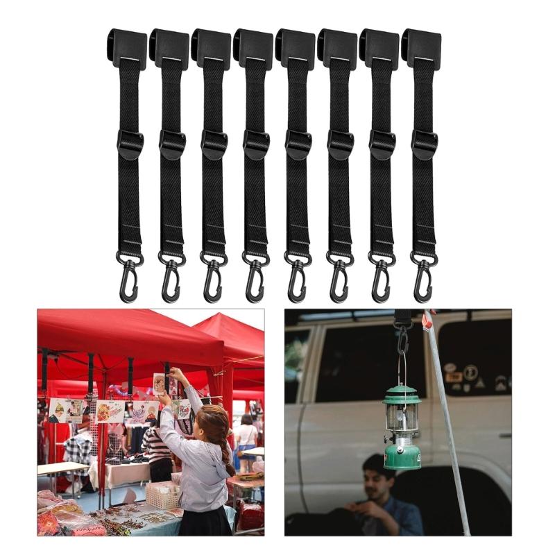 8/16pcs Camping Awning Hooks Nylon Webbing Tent Hangers Clip Camping Tent Hooks Light Hangers for Outdoor Activities