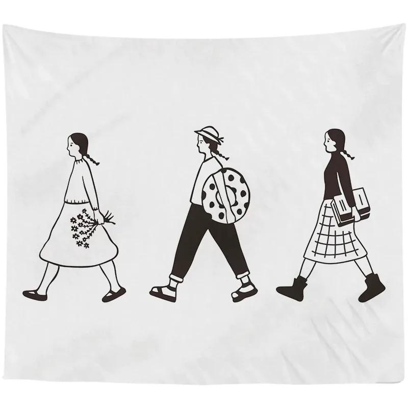 Абстрактная пара Простая линия Узор Гобелен Спальня Гостиная Гобелен Домашнее украшение — фото 9