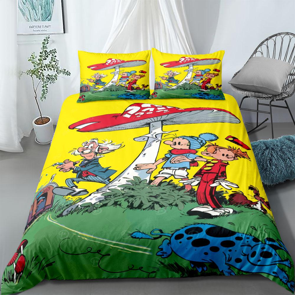 Spirou Et Fantasio Comics Stripe Duvet Cover Set King Queen Double Full Twin Single Size Bed Linen Set