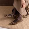 Fashion 2024 New Spring Women Pumps Leopard Print Square Toe Genuine Leather Women Shoes Mary Janes Black Kid Suede Ladies Shoes