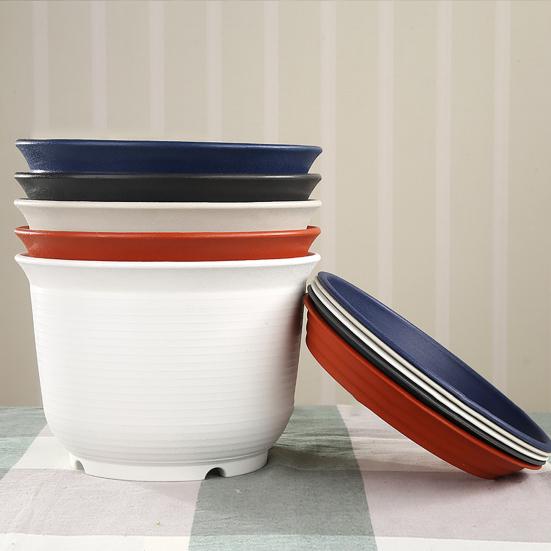 Nordic Style Succulent Plant Creative Balcony Round Plastic Flower Pot with Tray