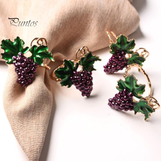 2Pcs Napkin Ring Refreshing Fine Workmanship Dining Table Supplies Summer Purple Grape Napkin Holder for Party