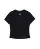 Emelbi Women'S Cutout Detail Slim Semi-Crop Short Sleeve T-Shirt La (Black)