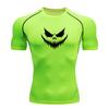 Men's Compression Workout T-Shirt, Scary Evil Grin Face Prin