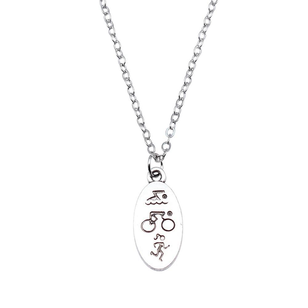 Athlete Charm Necklace Sports Adventure Pendant For Men Outdoor Enthusiast Jewelry 43cm Chain