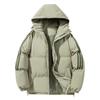 New couple three-bar padded jacket thickened hooded padded jacket sports casual jacket youth popular solid color padded jacket