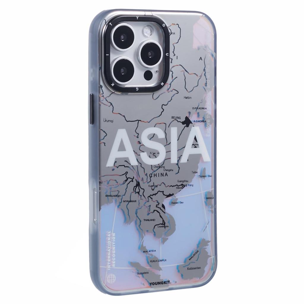 YOUNGKIT Global Series for iPhone 16 Pro Max Case Compatible with MagSafe IMD Map Design PC+TPU Phone Cover