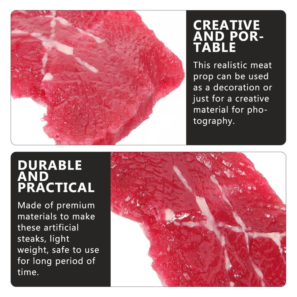 Angoily Sliced Beef Artificial Fake Beef Fresh Steak Lifelike Steak Simulation Meat Model Prop Realistic Food Ornament for Home Kitchen Party Display