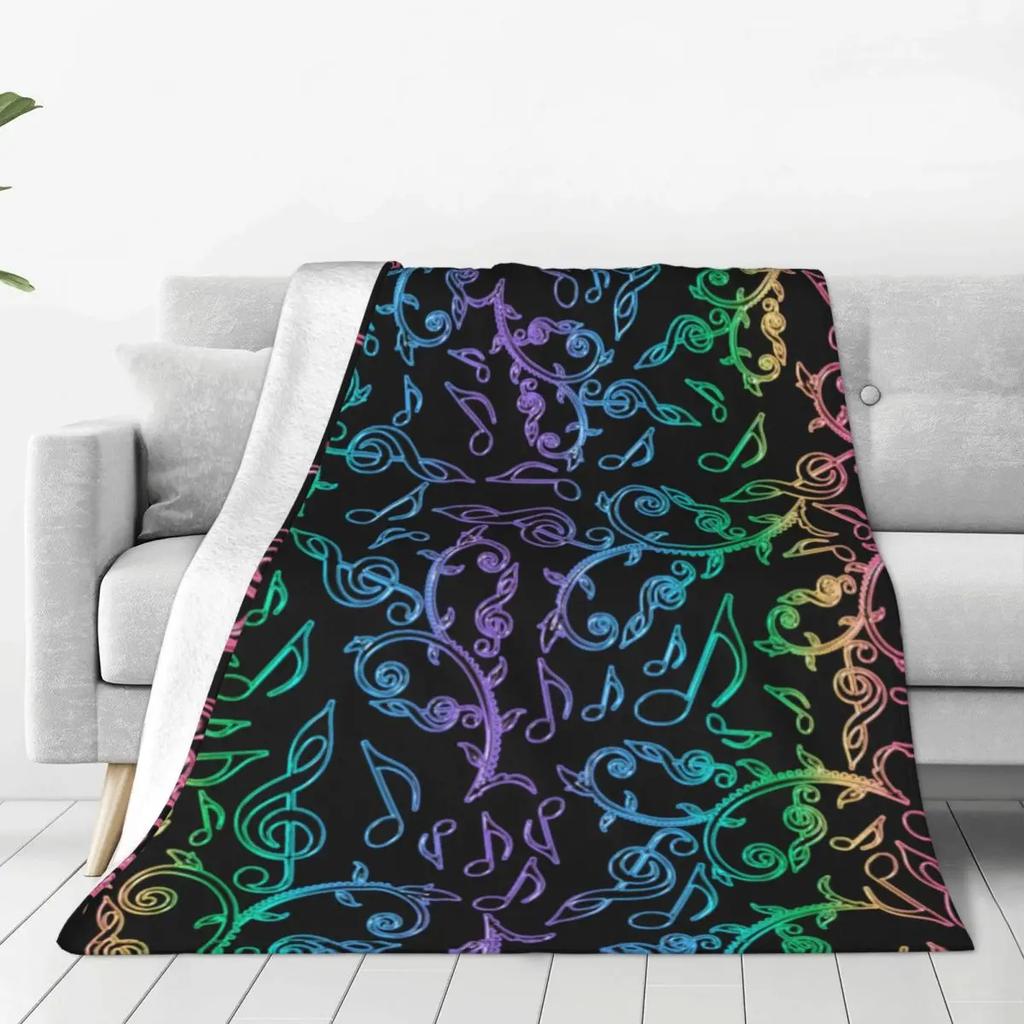 Music Theme Flannel Throw Blanket Piano Pattern Blanket King Queen Full Size for Bed Sofa Couch Music Lover Gift Super Soft Warm