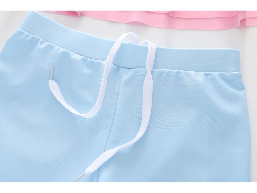 Children's Girls' Long-Sleeve Two-Piece Swimsuit Set for Small, Medium, Large