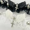 Sexy Negro Blanco Encaje Lolita Gargantilla Gótico Cristal Colgante Cruz Alas de Ángel Remache Collar para Mujeres Encanto Fiesta Joyería Regalo