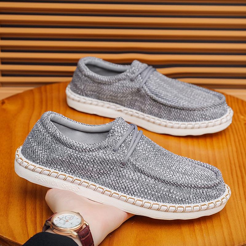 Summer Men Canvas Loafers Comfortable Walking Flats Man Non Slip Soft Moccasins Sneakers  Breathable Lightweight Casual Shoes