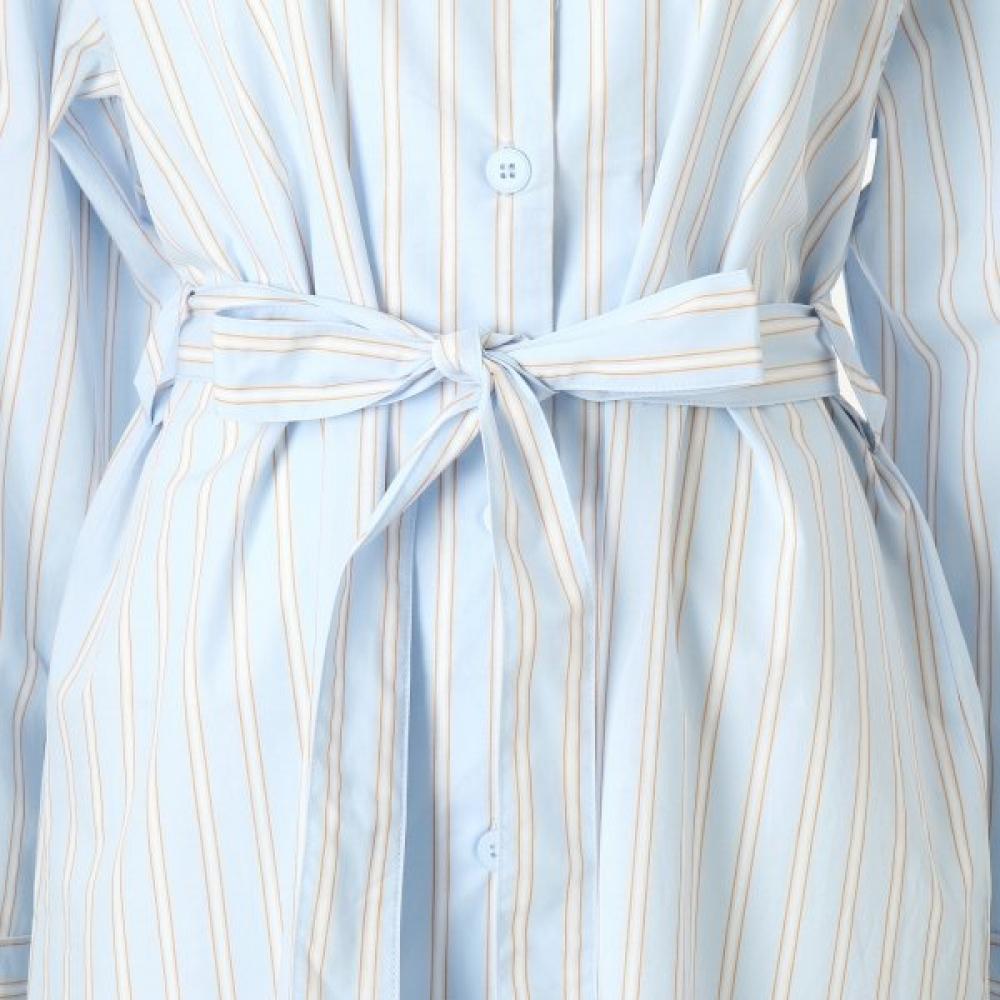 Venus Blue Stripe Dress Cotton Linen Lgna211