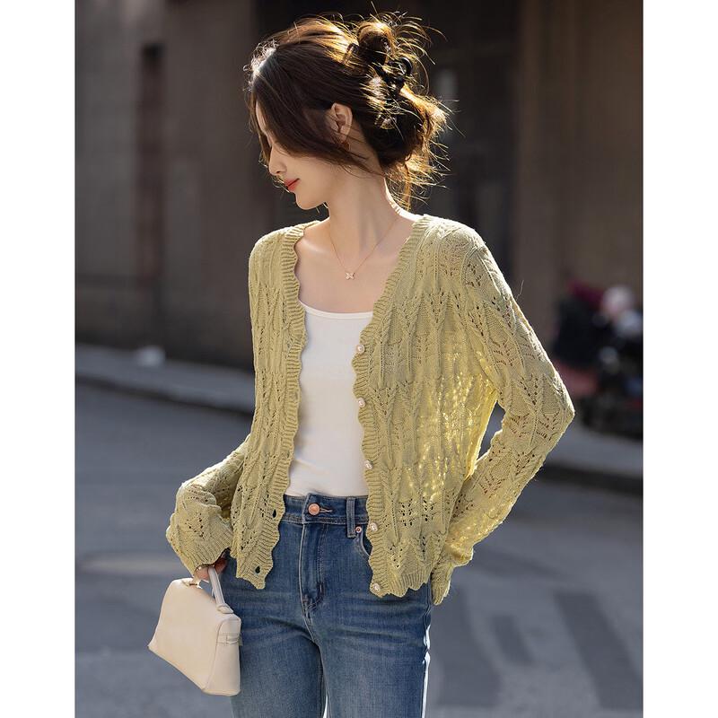 Demana Women's V-Neck Jacquard Knit Cardigan