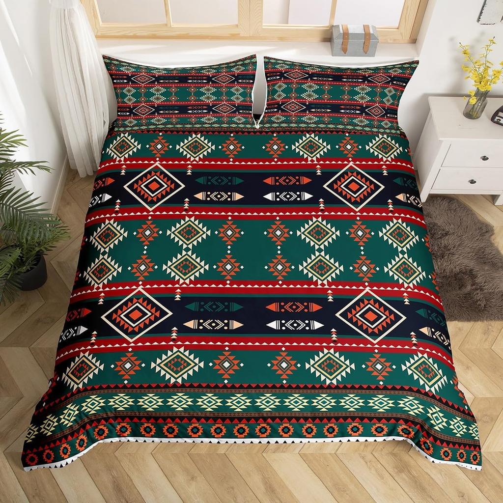 Comforter Geometric Stripes Tribal Style Queen King Size Western Cowboy Style Bedding Set Home Decor 3 Pcs With 2 S