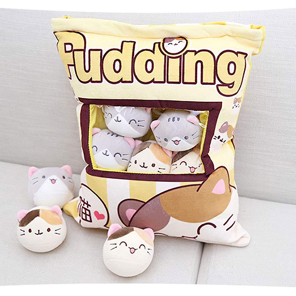 Cute Pudding Snack , Plush Toy Decoration Detachable Cat Doll, Creative Toy Gift uygun fiyatlı