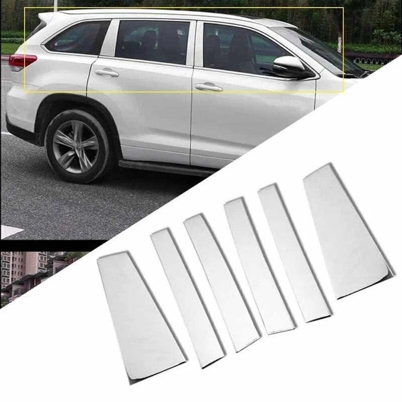 Car Door Window Column Pillar Post Cover Trim Chrome Plated Styling for Toyota Highlander Kluger 2014 2015 2016 2017 2018 2019