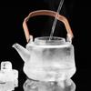 Wooden Handle Glass Teapot with Infuser Gray Transparent Glass Kettle Heat-Resistant Tea Coffee Pot Portable Tea Pot Teaware