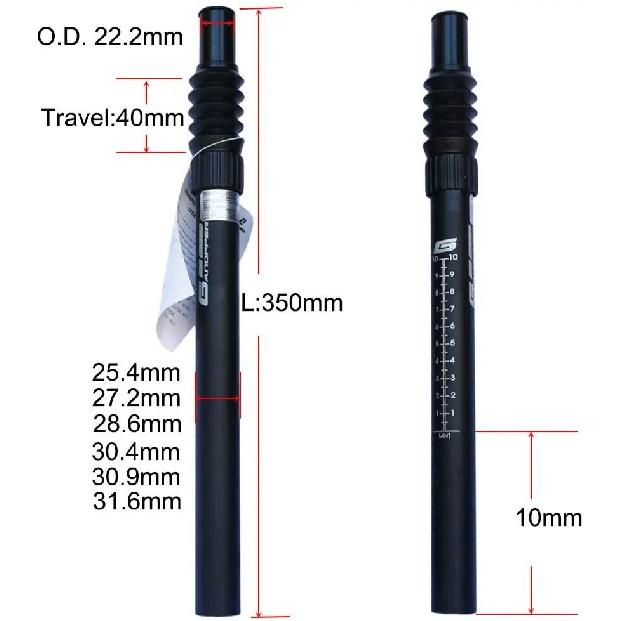 25.4mm 26.6mm 27.2mm 28.6mm 30.9mm 31.6mm MTB Mountain Bike Suspension Seatpost MTB Shock Absorb Damping Bicycle Seat Post