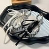 Korean-Style Bow Car Keychain with High-End Silver Bead Ribbon Pendant