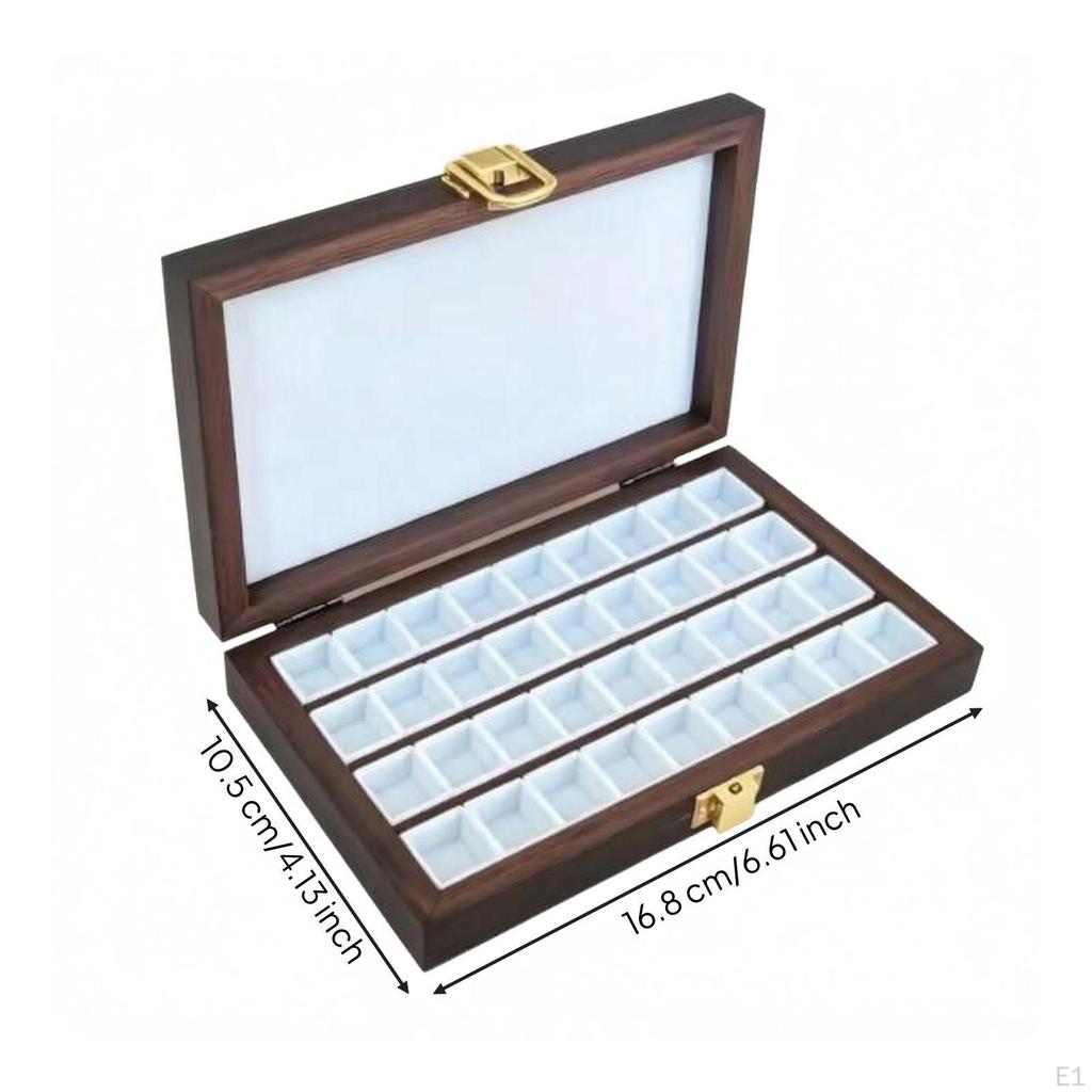Boîte de rangement pour peinture en bois 36 compartiments Boîte à pigments Couvercle articulé Aquarelle Bois